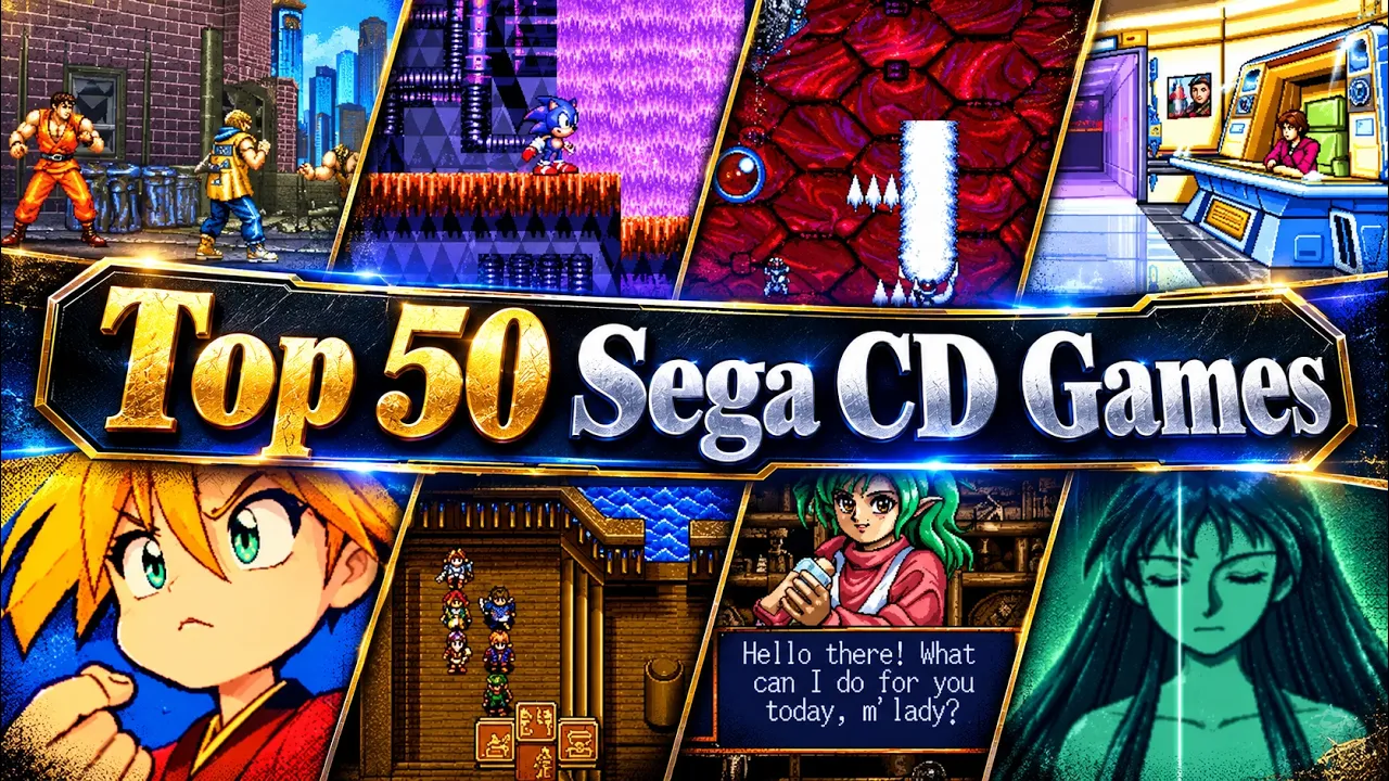 Retro Replay’s Top 50 Sega CD Games, illustrated with original gameplay screenshots.