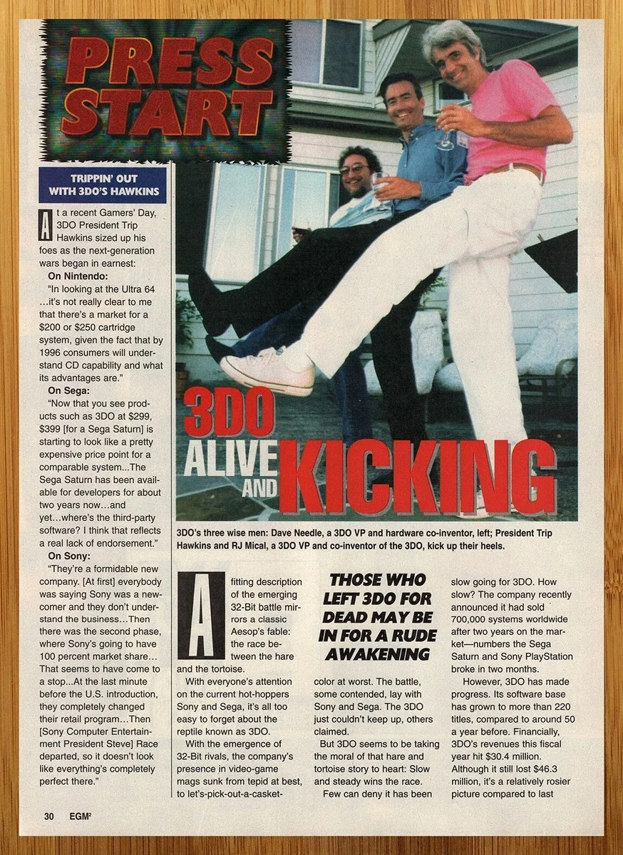 Period magazine feature about Trip Hawkins Dave Needle RJ Mical and the 3DO