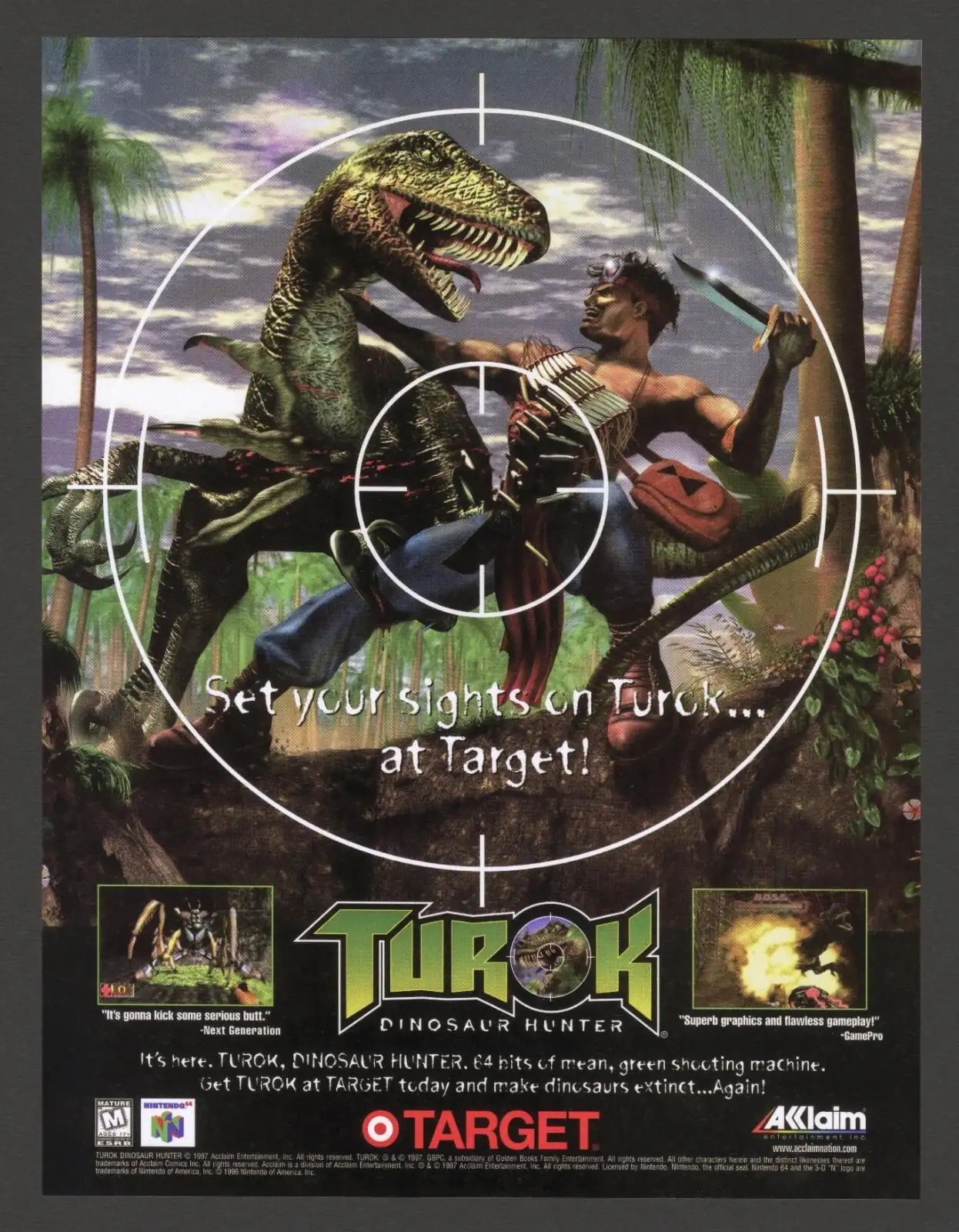 One of Acclaim’s most memorable Turok ads, aiming squarely at mass-market retail