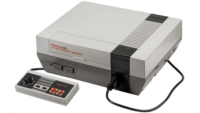 Nintendo Entertainment System console and its rectangular controller