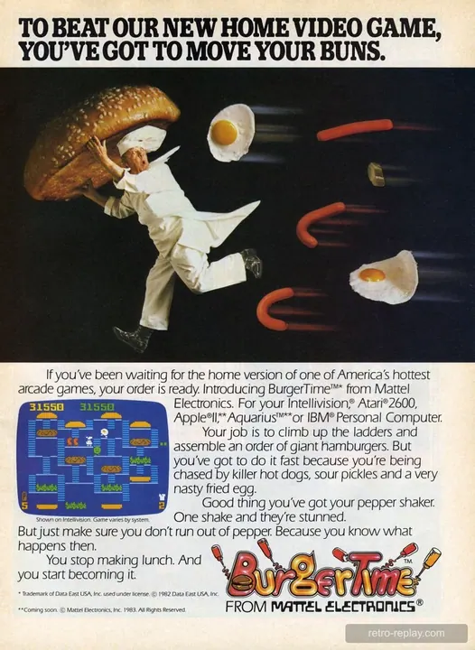 Print advertisement: BurgerTime (Atari 2600)