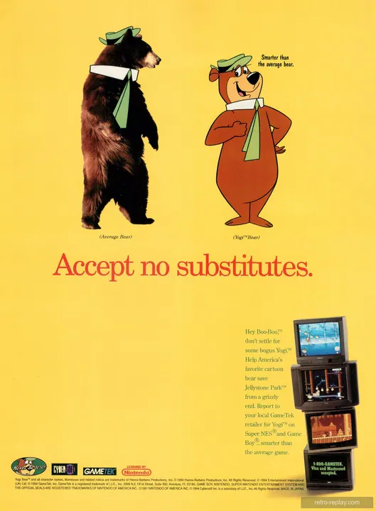 Print advertisement: Yogi Bear's Gold Rush (November, 1994) (GameBoy)
