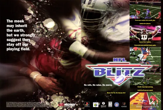 Print advertisement: NFL Blitz (October 1998) (Nintendo 64)