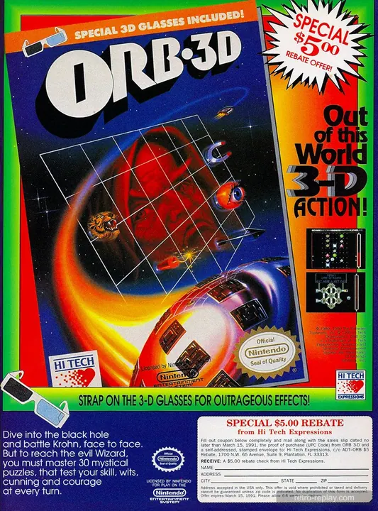 Print advertisement: Orb-3D (Nintendo Entertainment System)