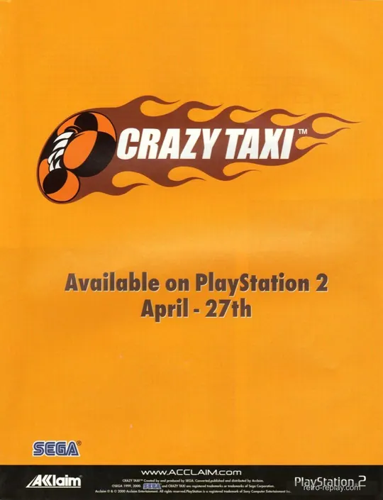 Print advertisement: Crazy Taxi (April 2001) (UK) (PlayStation 2)
