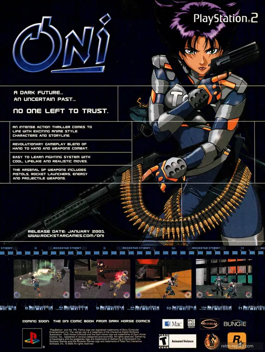 Print advertisement: Oni (January 2001) (PlayStation 2)