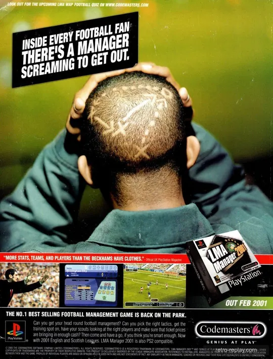 Print advertisement: LMA Manager 2001 (February 2001) (UK) (PlayStation)