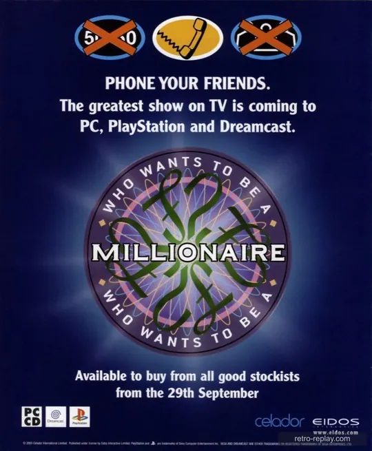 Print advertisement: Who Wants to Be a Millionaire (October 2000) (UK) (PlayStation)