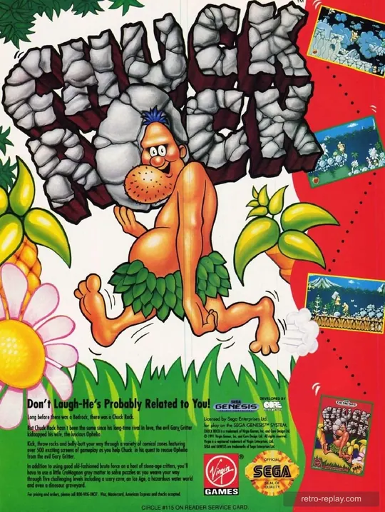 Print advertisement: Chuck Rock (Sega Genesis)