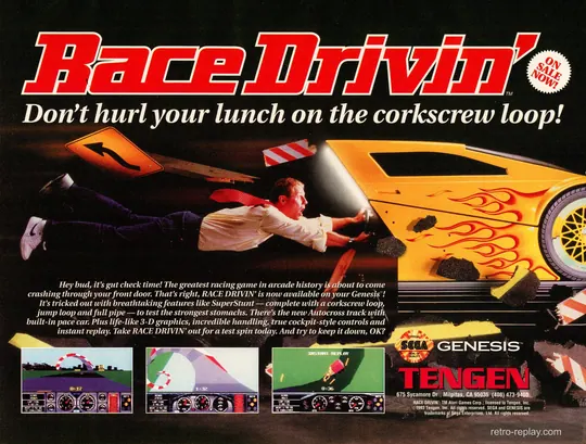 Print advertisement: Race Drivin' (January, 1994) (Sega Genesis)