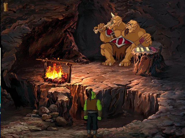 Thrall speaks to an ogre in Warcraft Adventures