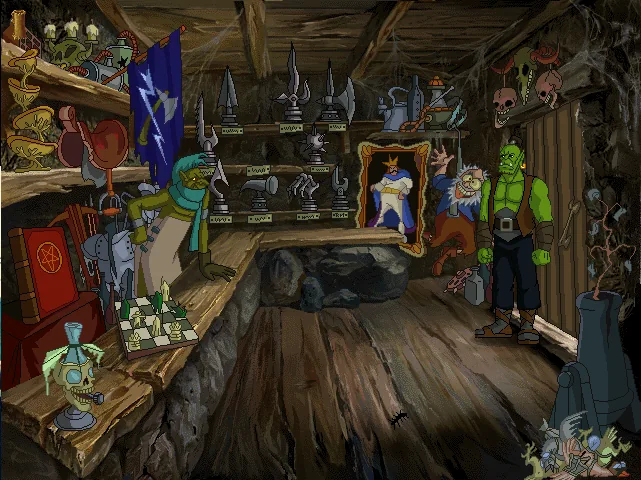 Thrall visits a shop in Warcraft Adventures