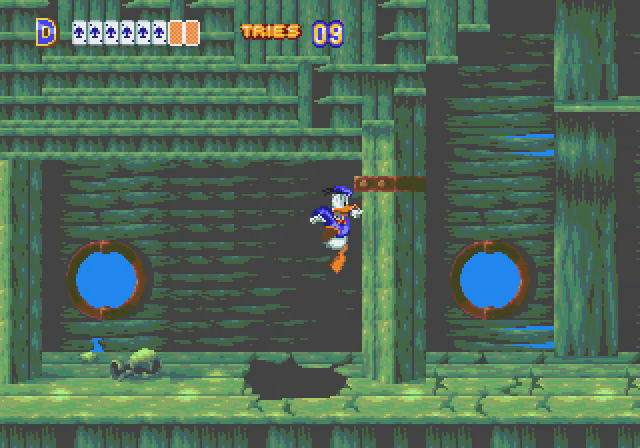 Donald follows his own route through an underwater stage.
